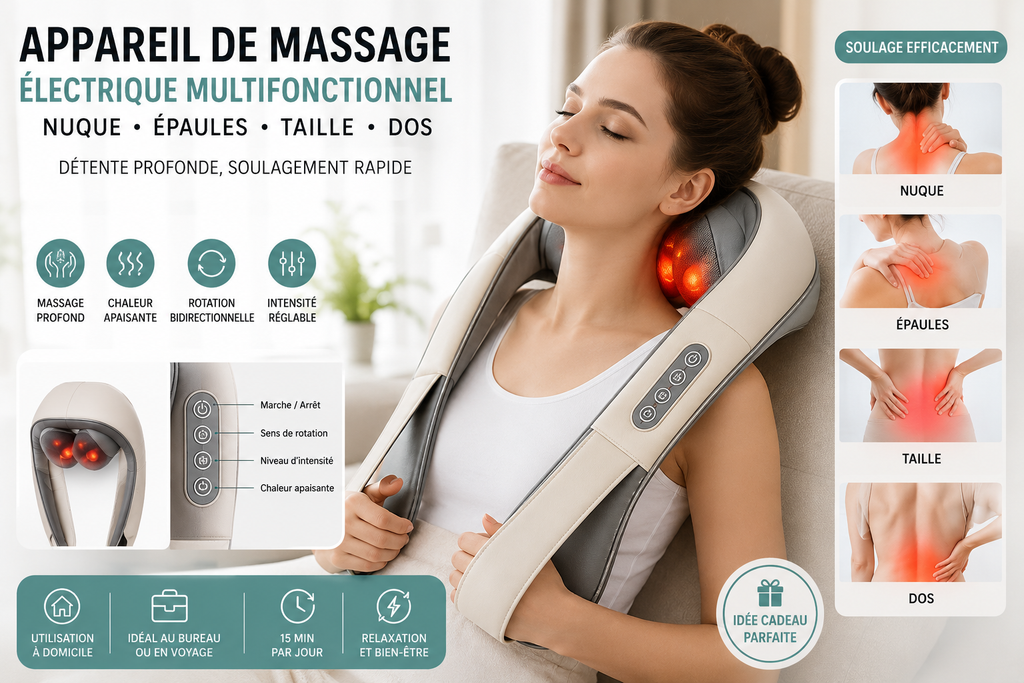 Appareil de massage électrique multifonctionnel pour la nuque, les épaules, la taille et le dos